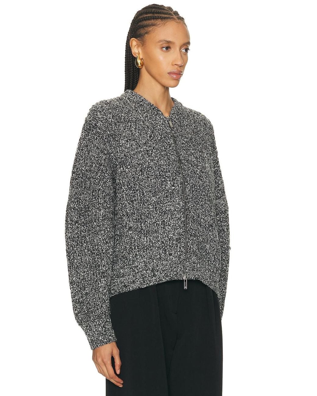 Helmut Lang Gray Marled Zip Up Sweater