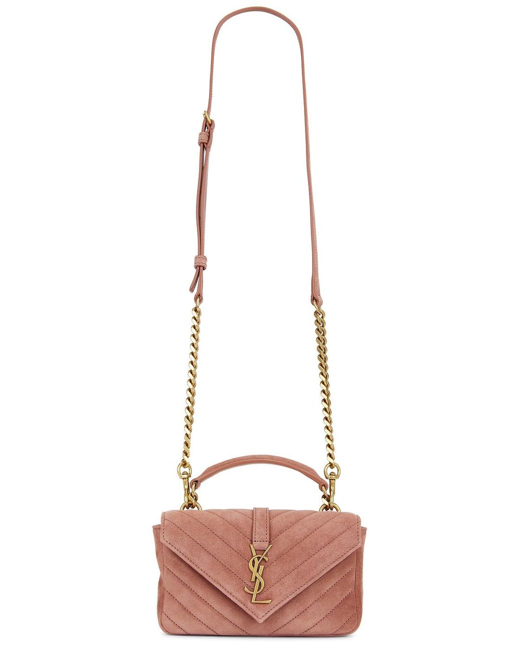 Saint Laurent Mini College Chain Bag in Natural | Lyst