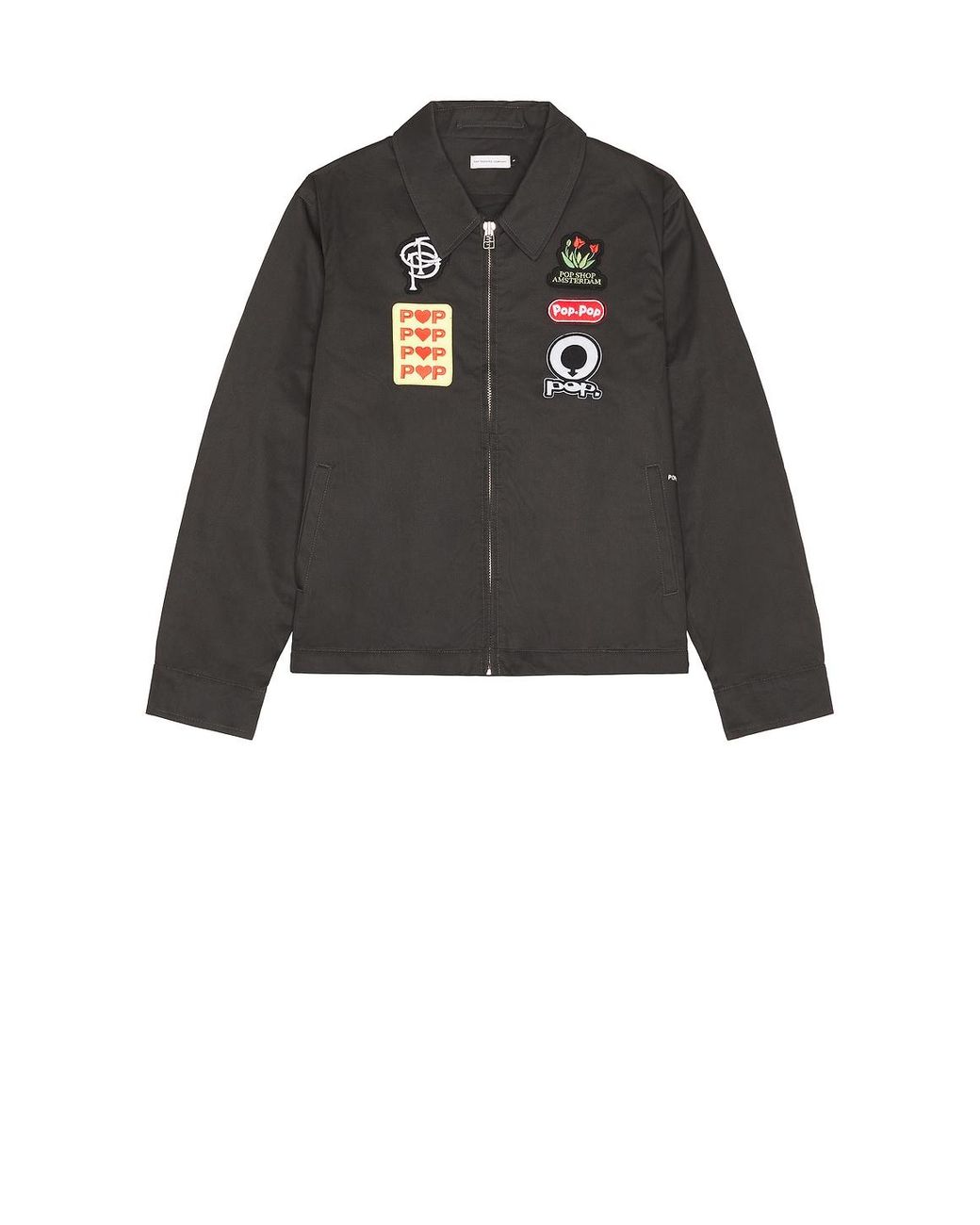 Pop Trading Co. Gray Full Zip Worker Jacket for men