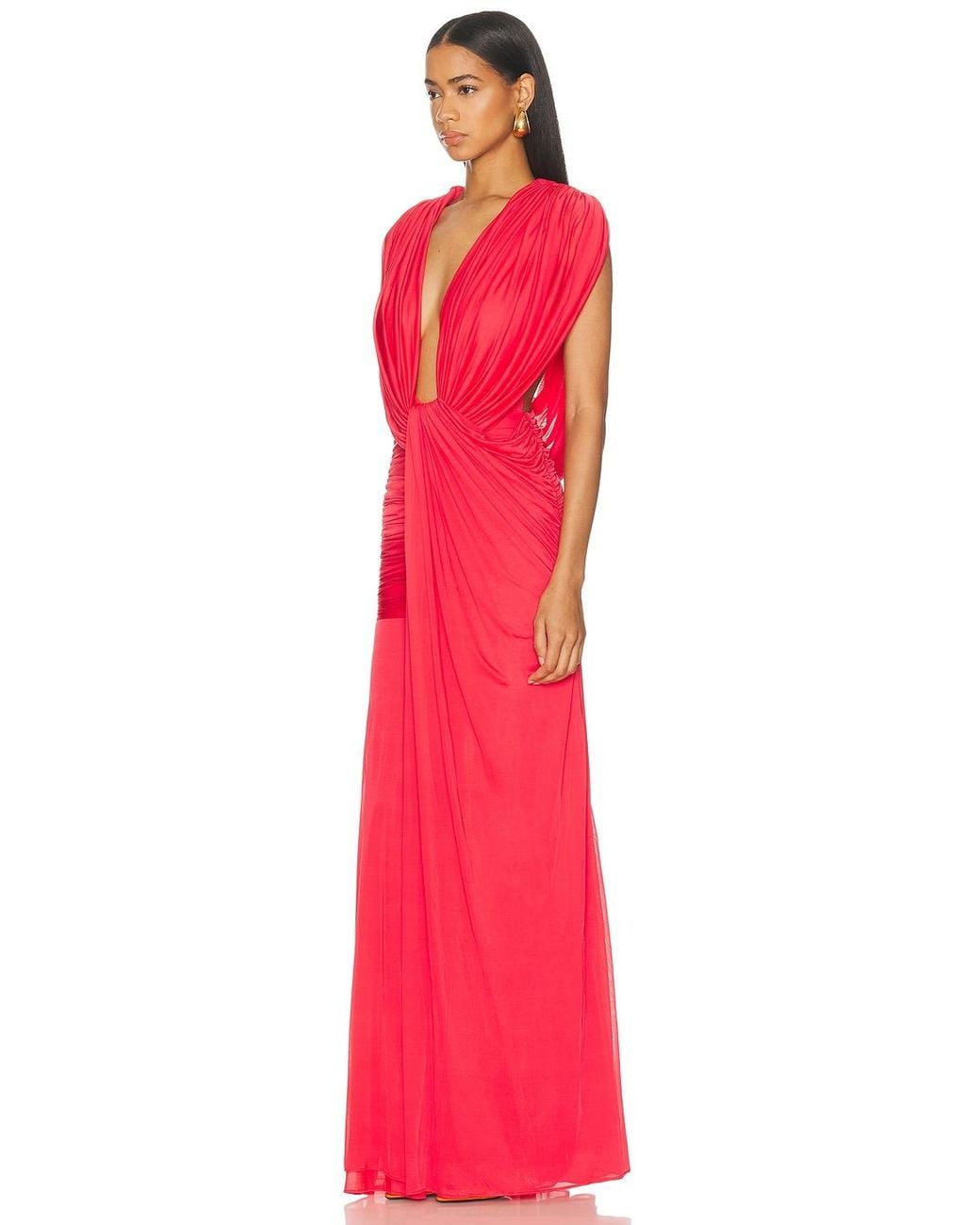 Christopher Esber Red Ripple Drape Gown