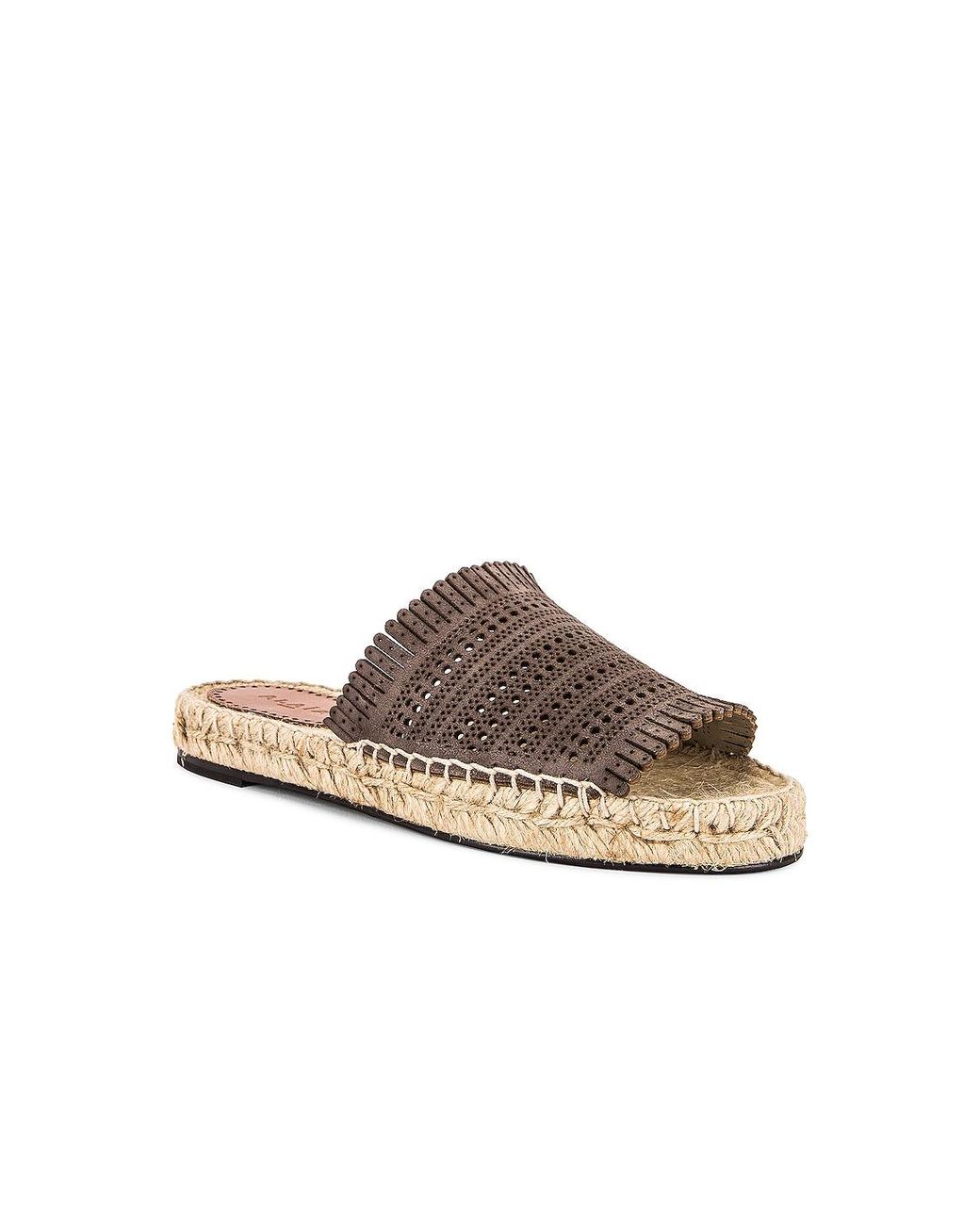Alaïa Brown Leather Laser Cut Flat Espadrilles
