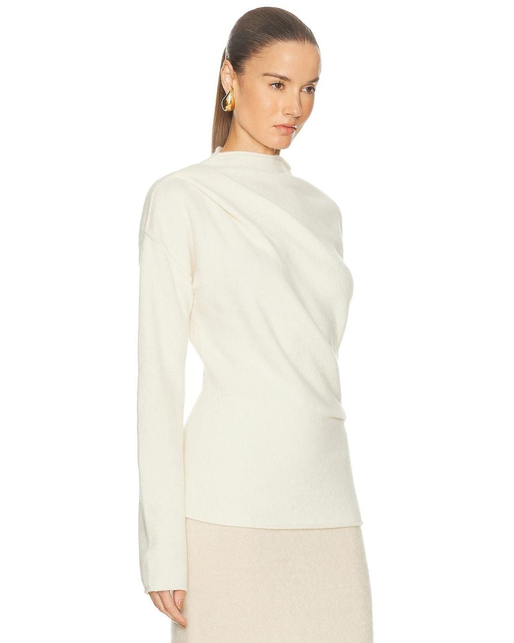 Helmut Lang White Slouchy Crew Top
