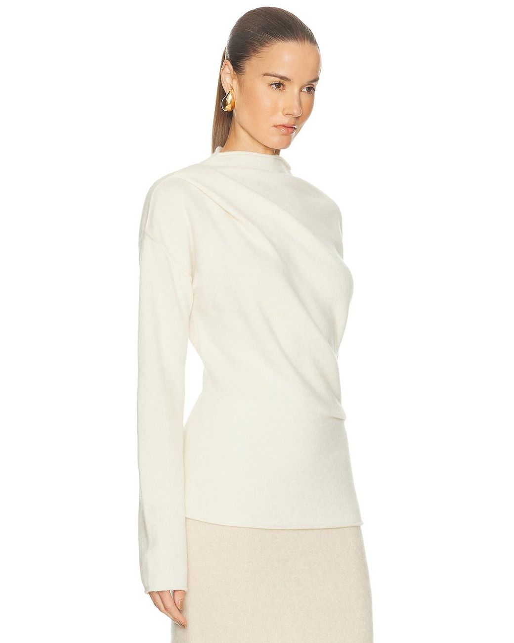Helmut Lang White Slouchy Crew Top