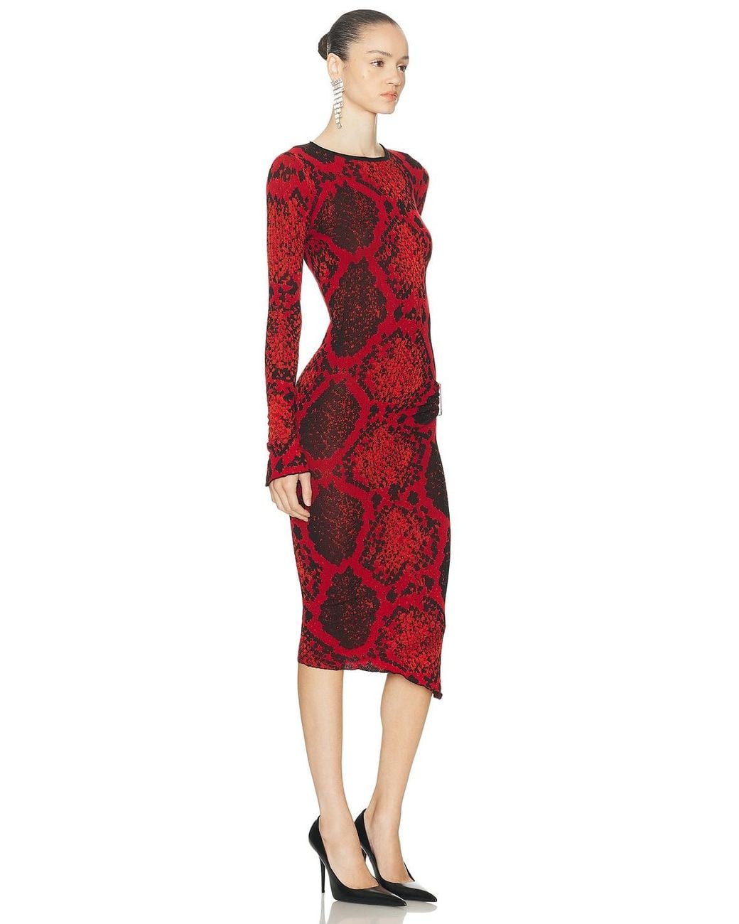 The Attico Red Python Midi Dress