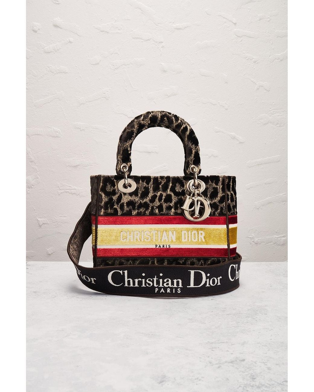 Dior Black Leopard Lady D-Lite Handbag