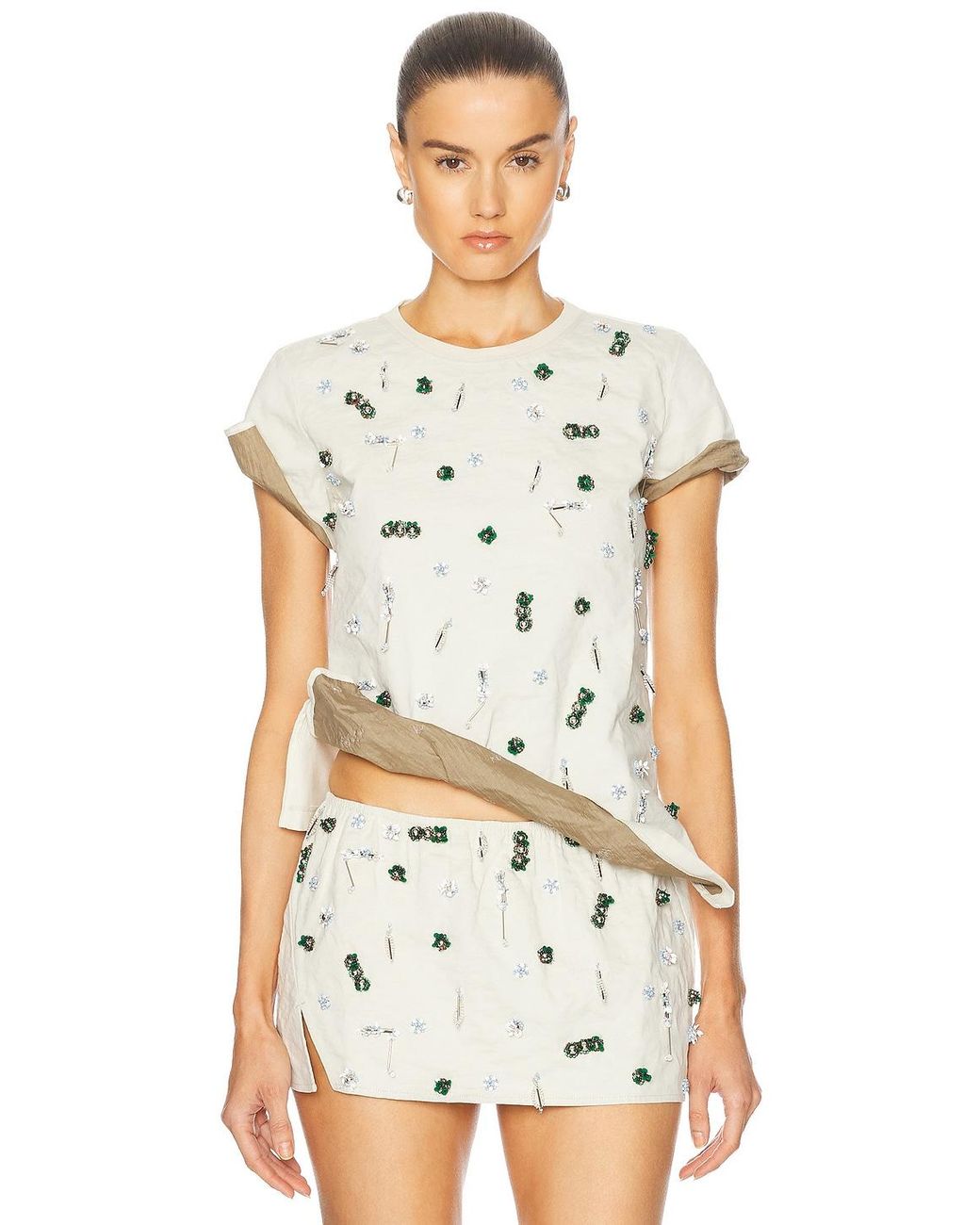 Christopher Esber White Embla Beaded Crushed Tee