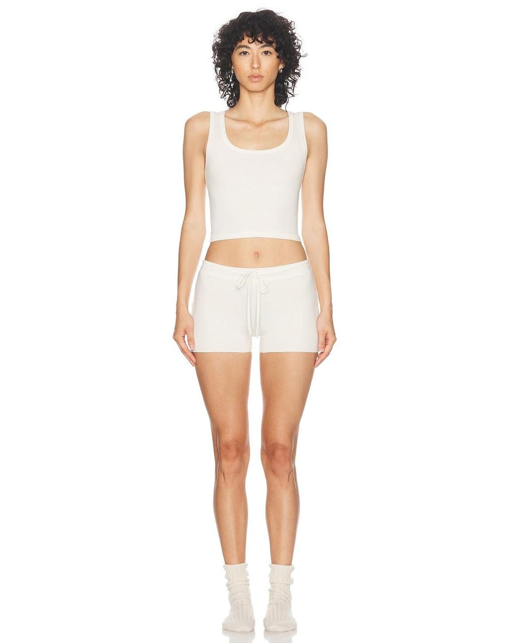 ÉTERNE White Square Neck Tank Top