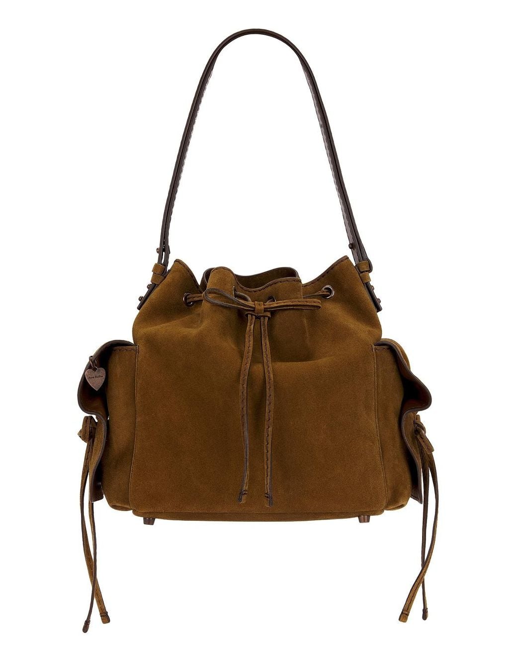 Acne Brown Multipocket Bucket Suede Bag