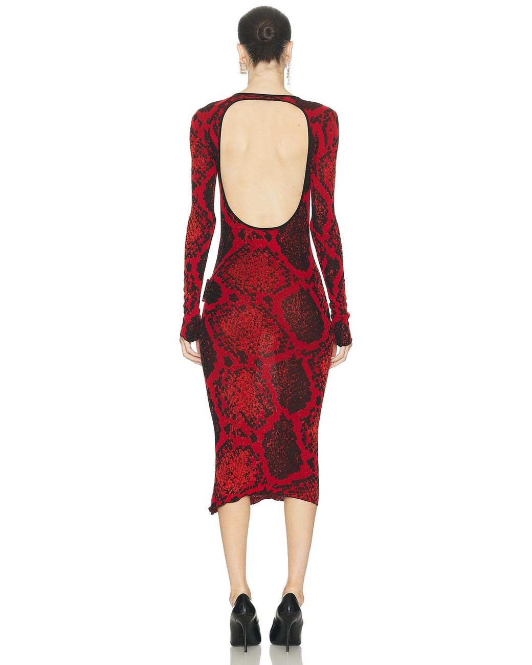 The Attico Red Python Midi Dress