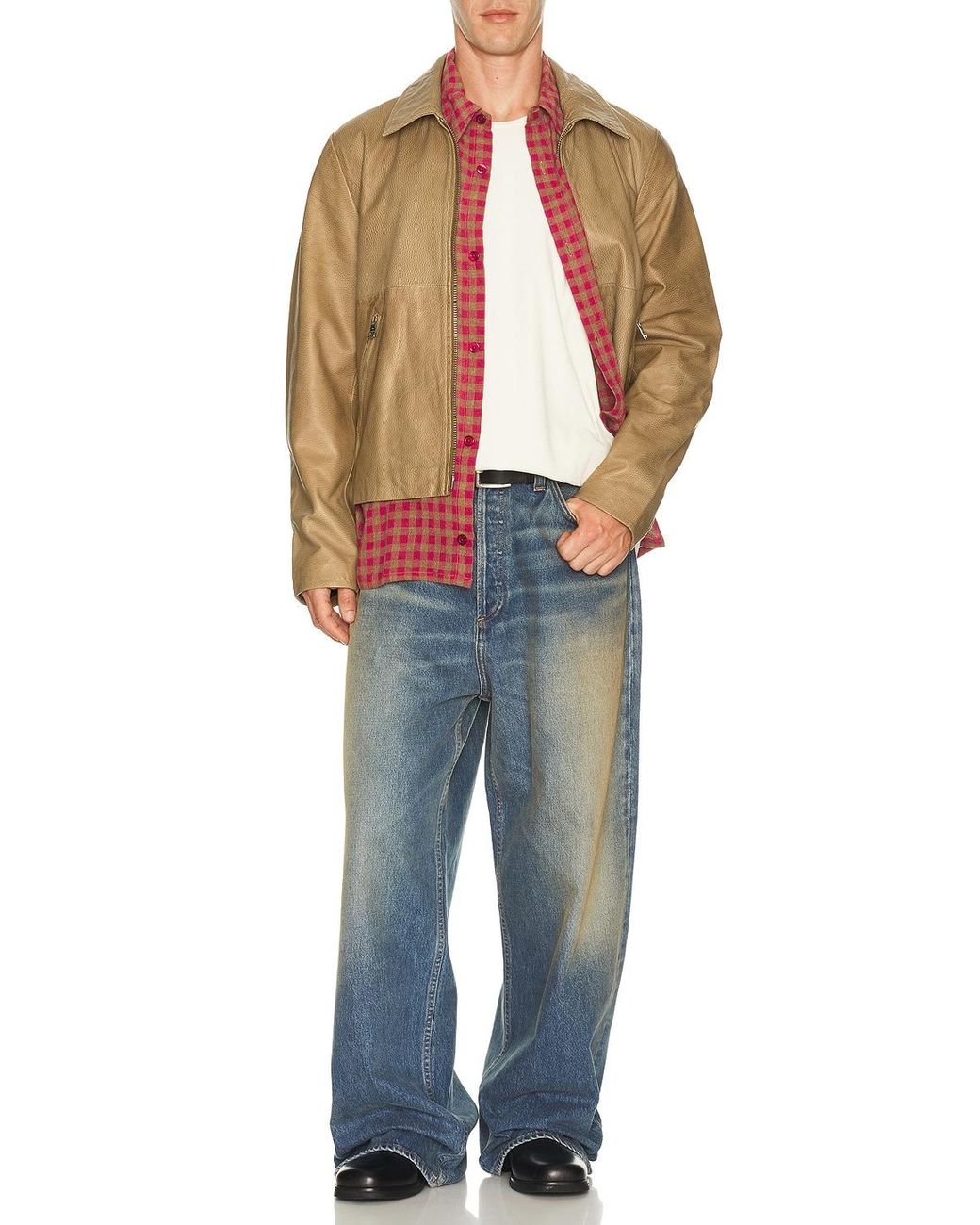 Won Hundred Brown Dutton Leather Jacket for men