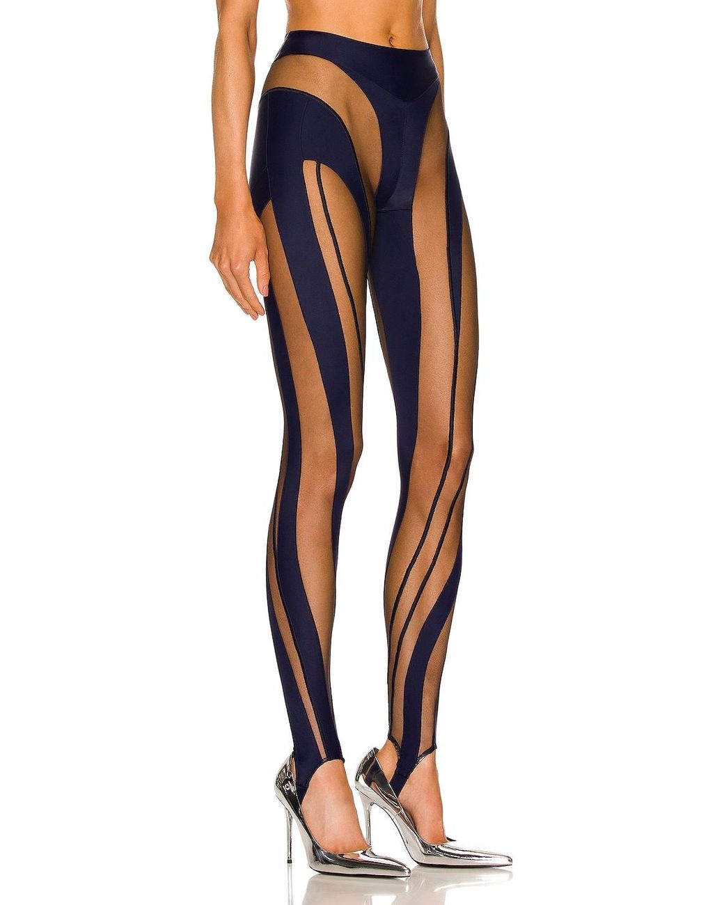 Mugler Synthetic Sheer Spiral legging 