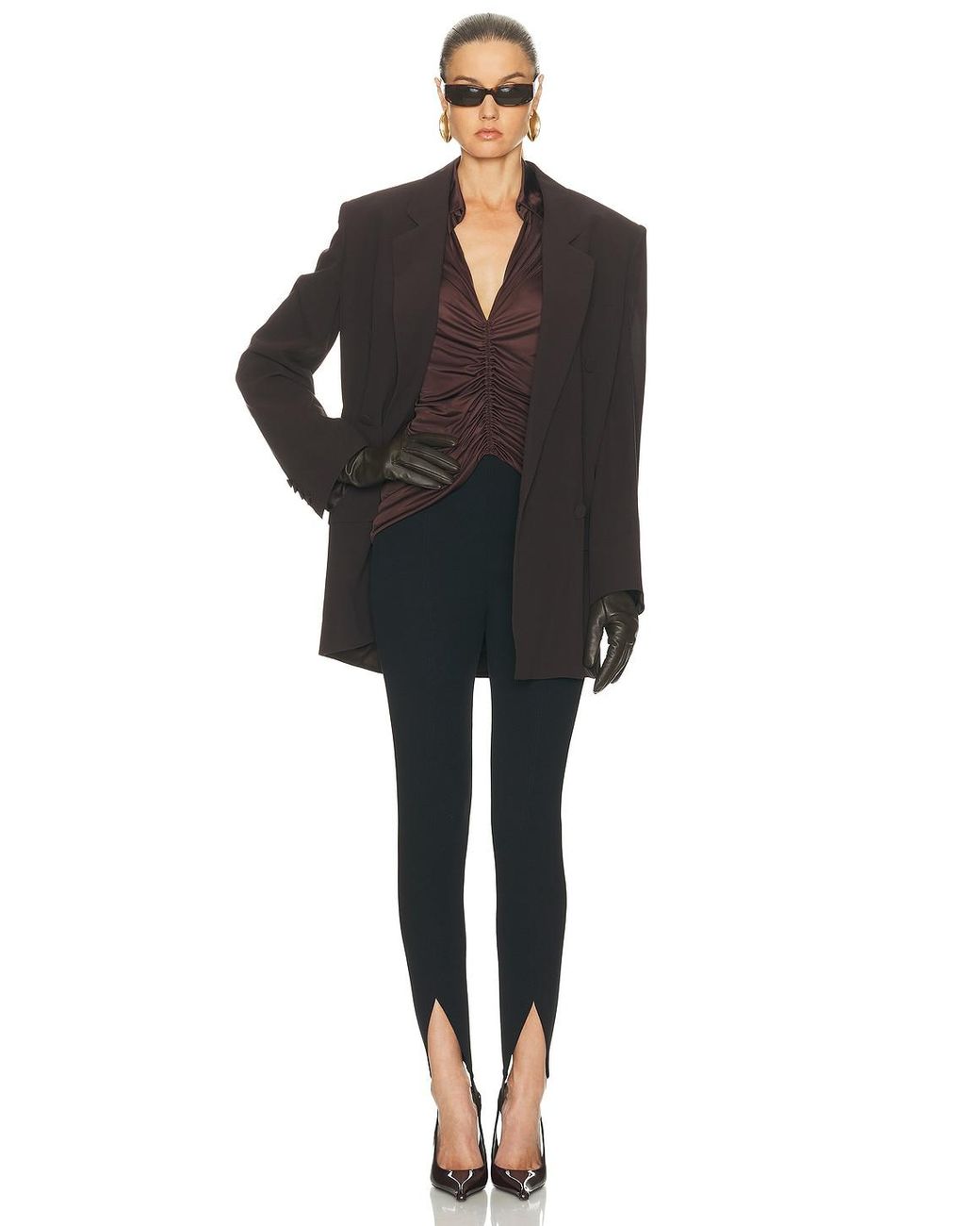 Atlein Purple Front Ruched Shirt