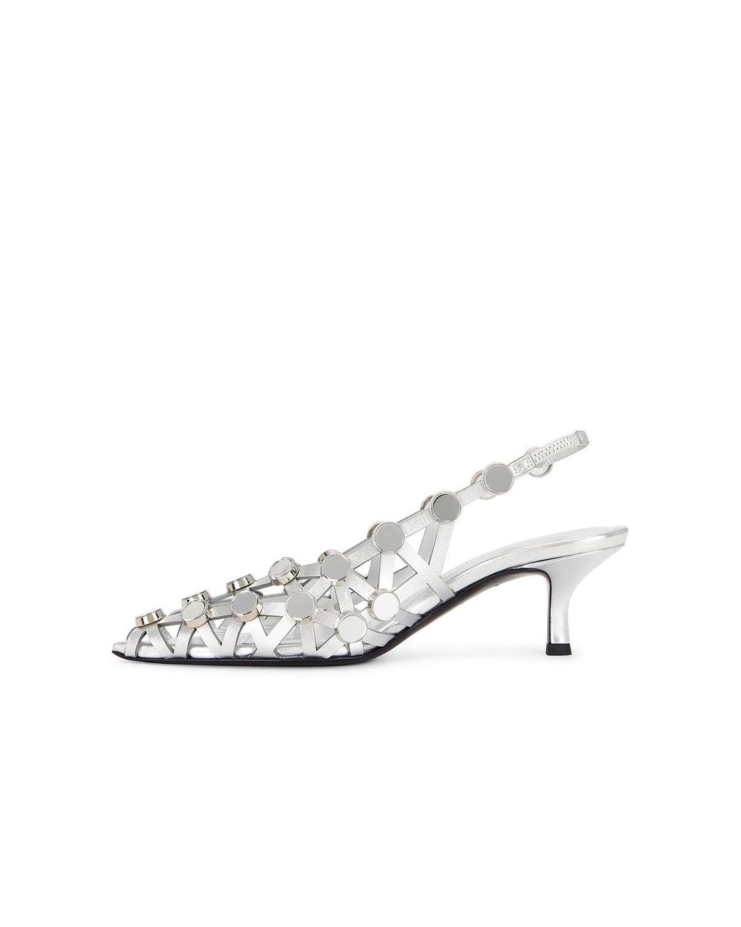 The Attico White Grid Slingback Pump