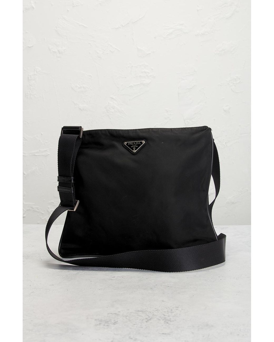 Prada Black Tessuto Flat Messenger Bag