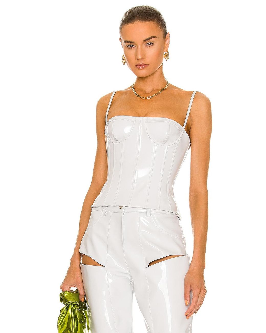 LAQUAN SMITH Top Stitch And Boned Bustier Top in White | Lyst