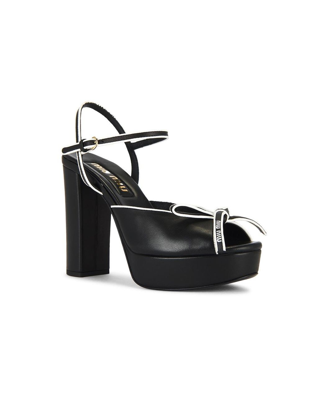 Miu Miu Platform Sandal in Black | Lyst