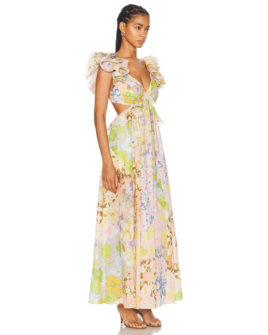 【Zimmermann】PRINTED RUFFLE MIDI DRESS ラッフル ミディ Zimmermann Pop Ruffle Sleeve Midi Dress | Shopbop