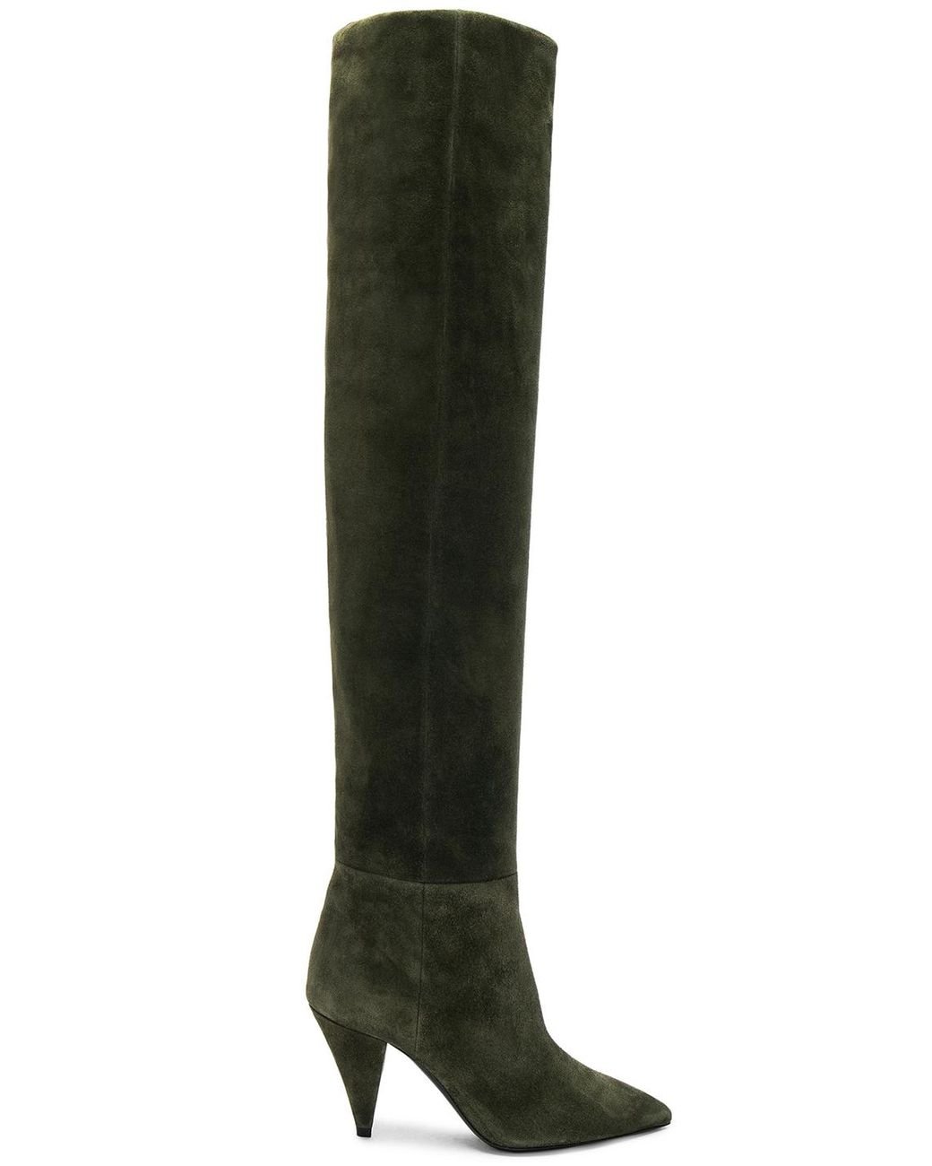 olive green suede thigh high boots