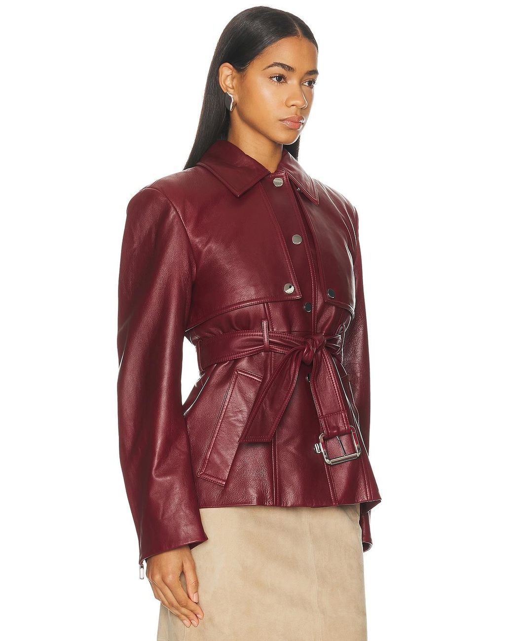 Sportmax Red Tenzone Leather Jacket