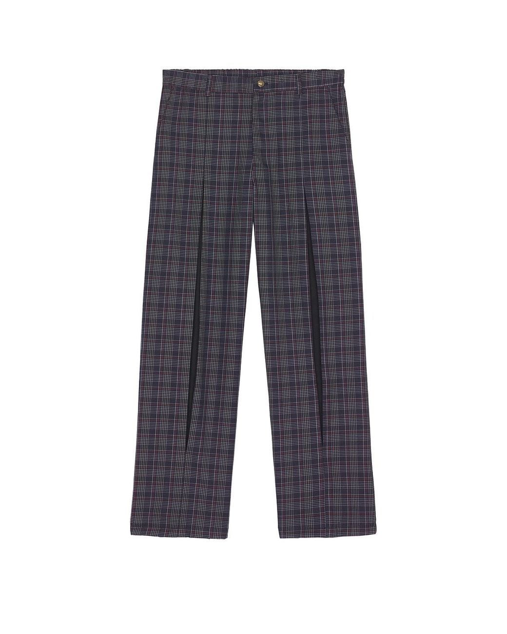 Pas Une Marque Blue Plaid Trousers for men