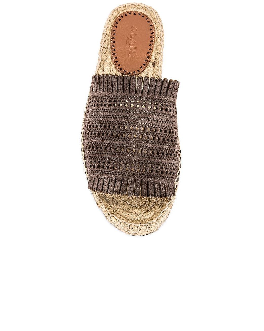 Alaïa Brown Leather Laser Cut Flat Espadrilles
