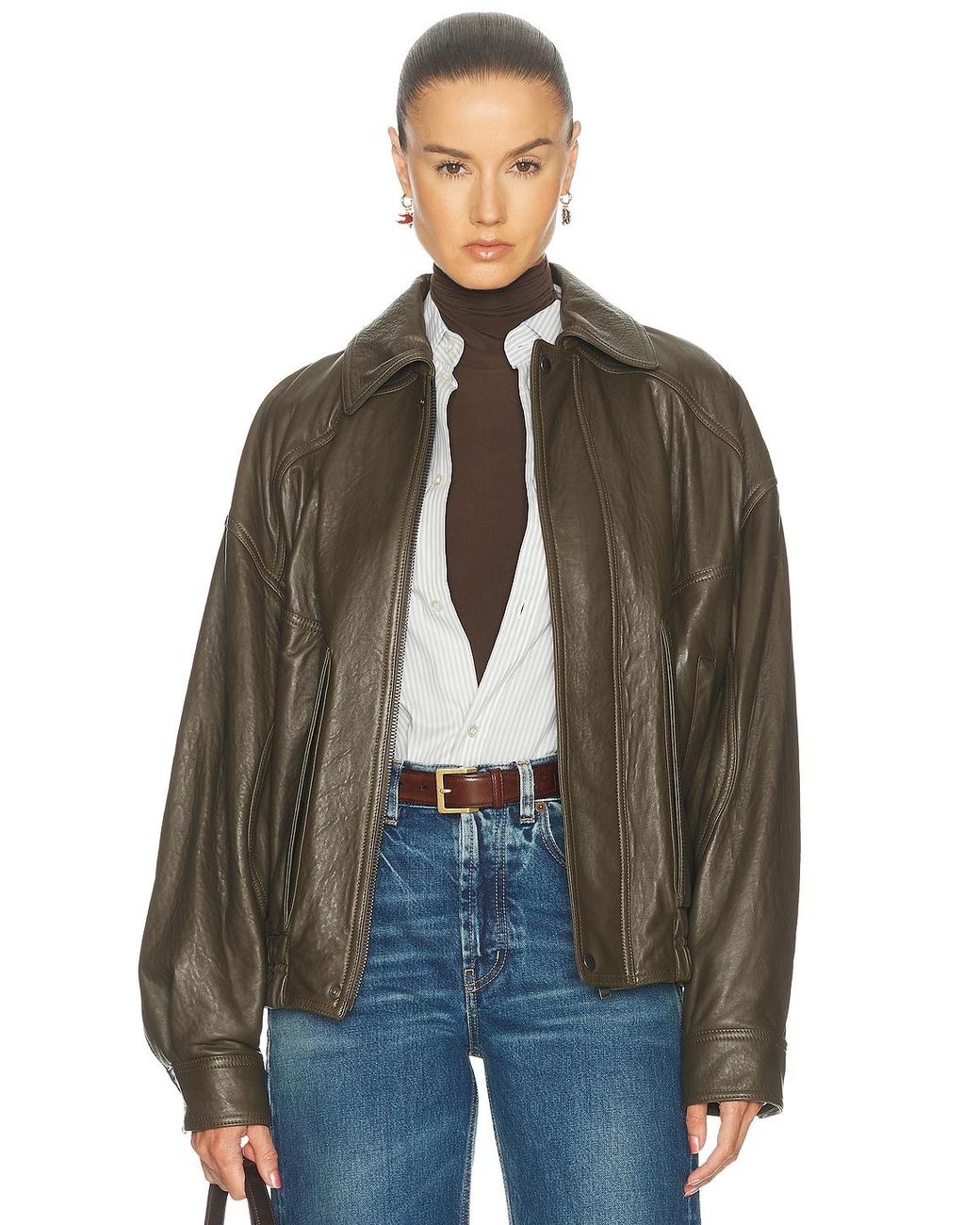 Saint Laurent Brown Leather Jacket