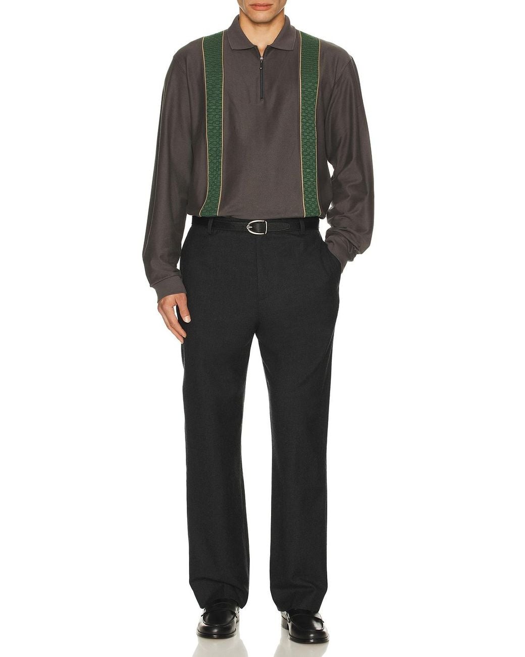Palmes Black Wool Pleated Trousers for men