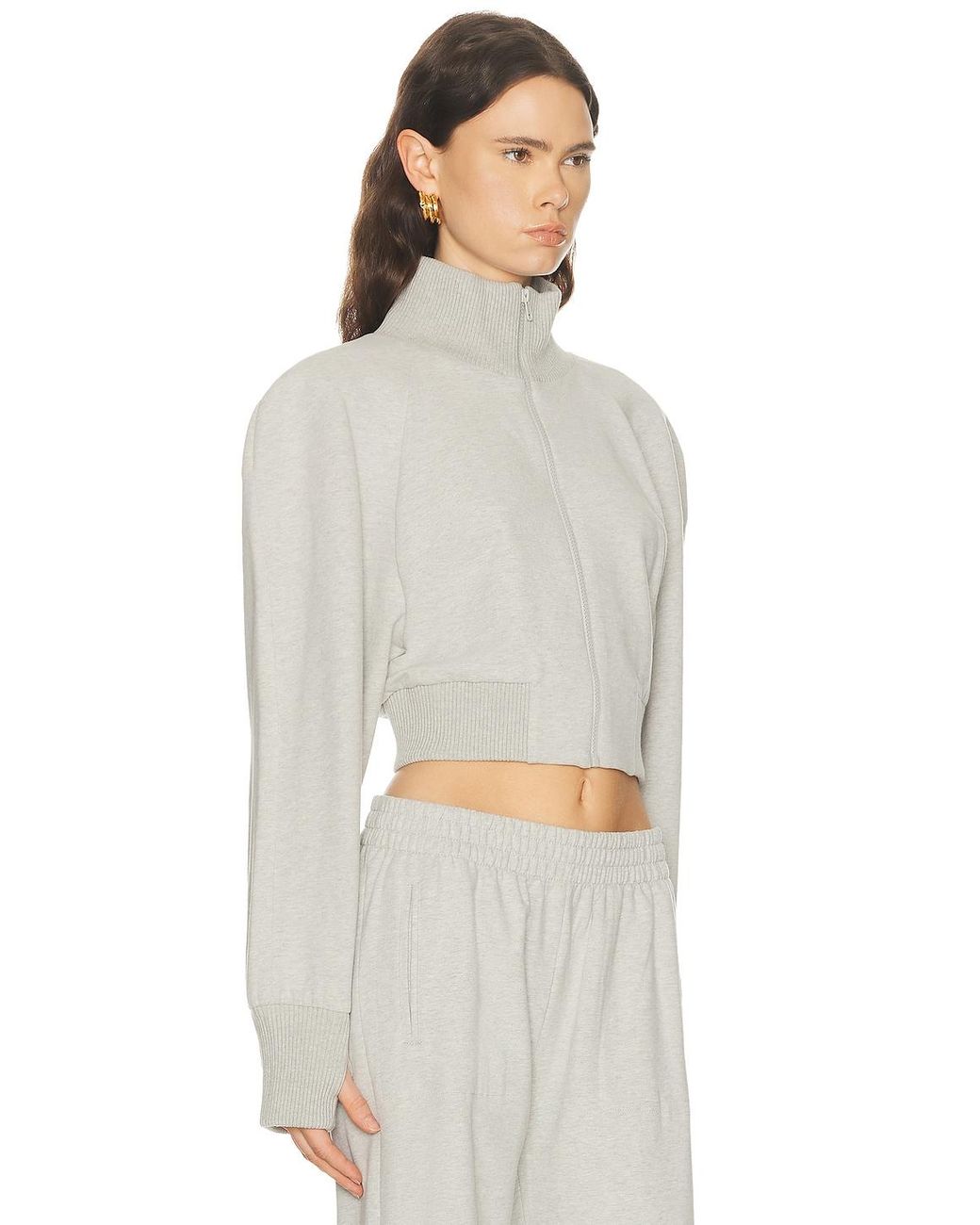Norma Kamali Gray Oversized Turtle Bomber Jacket