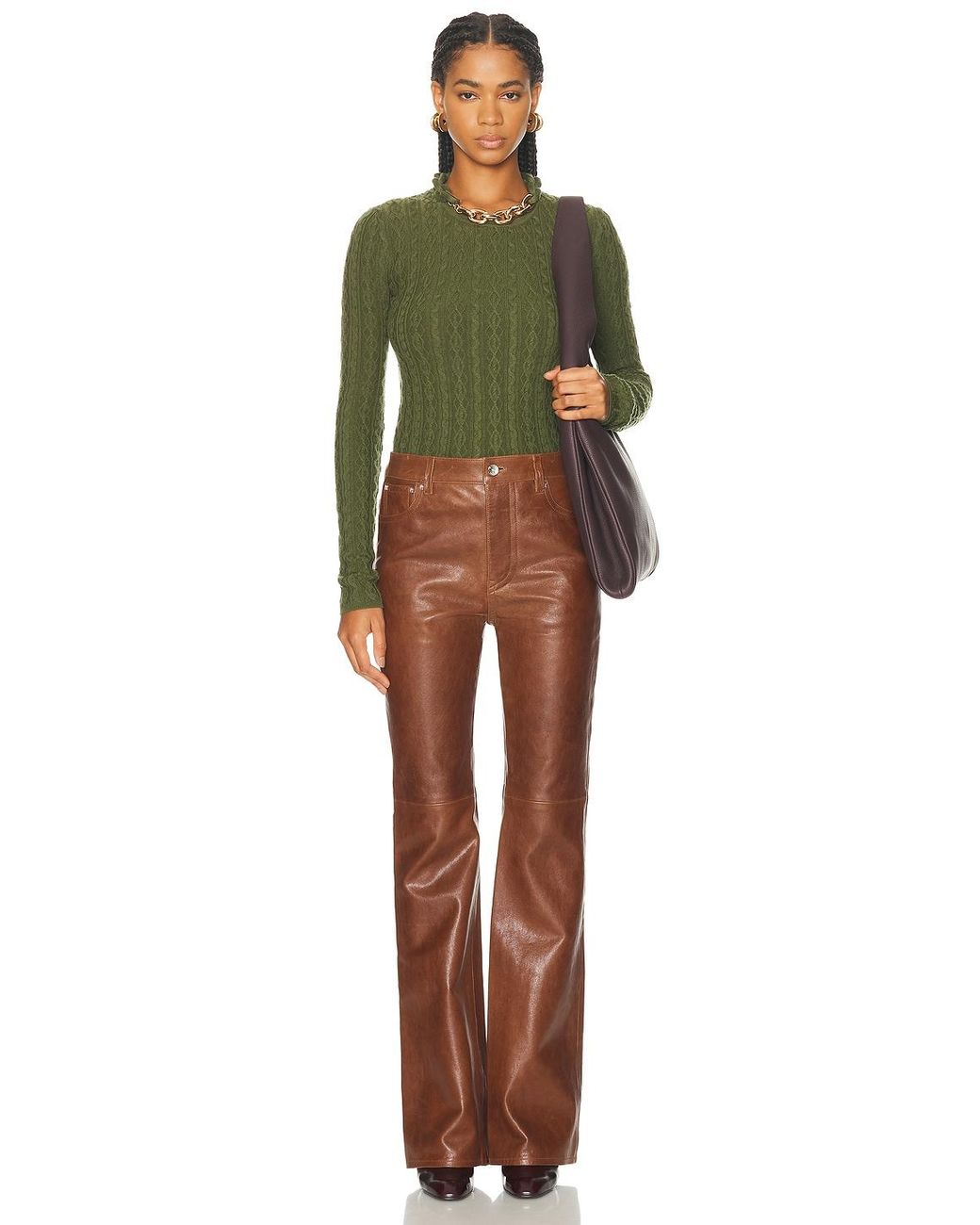 Rabanne Brown Leather Straight Leg