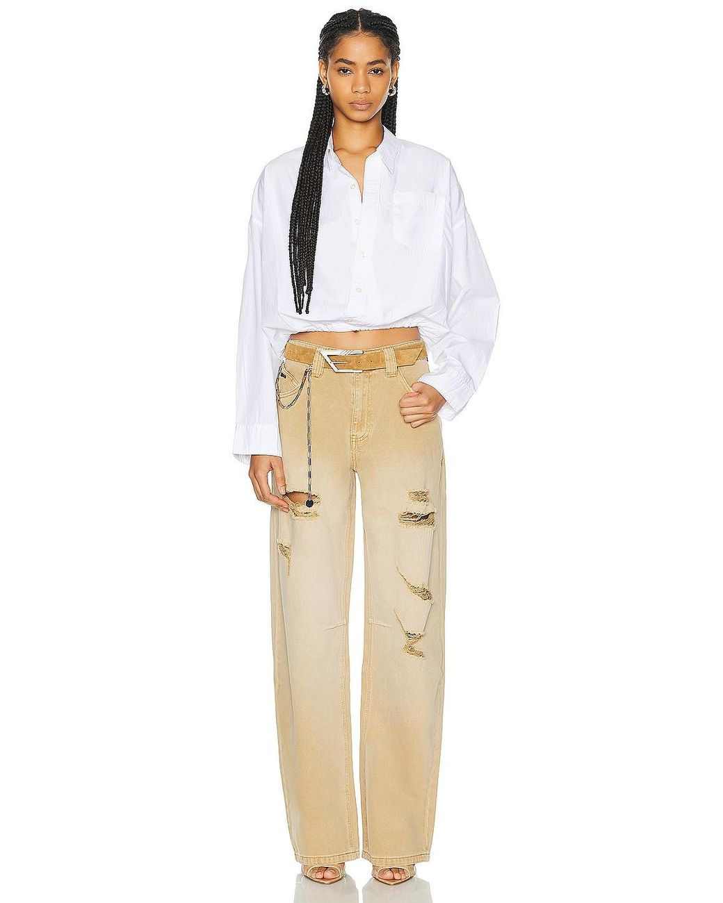 R13 White Crossover Bubble Top