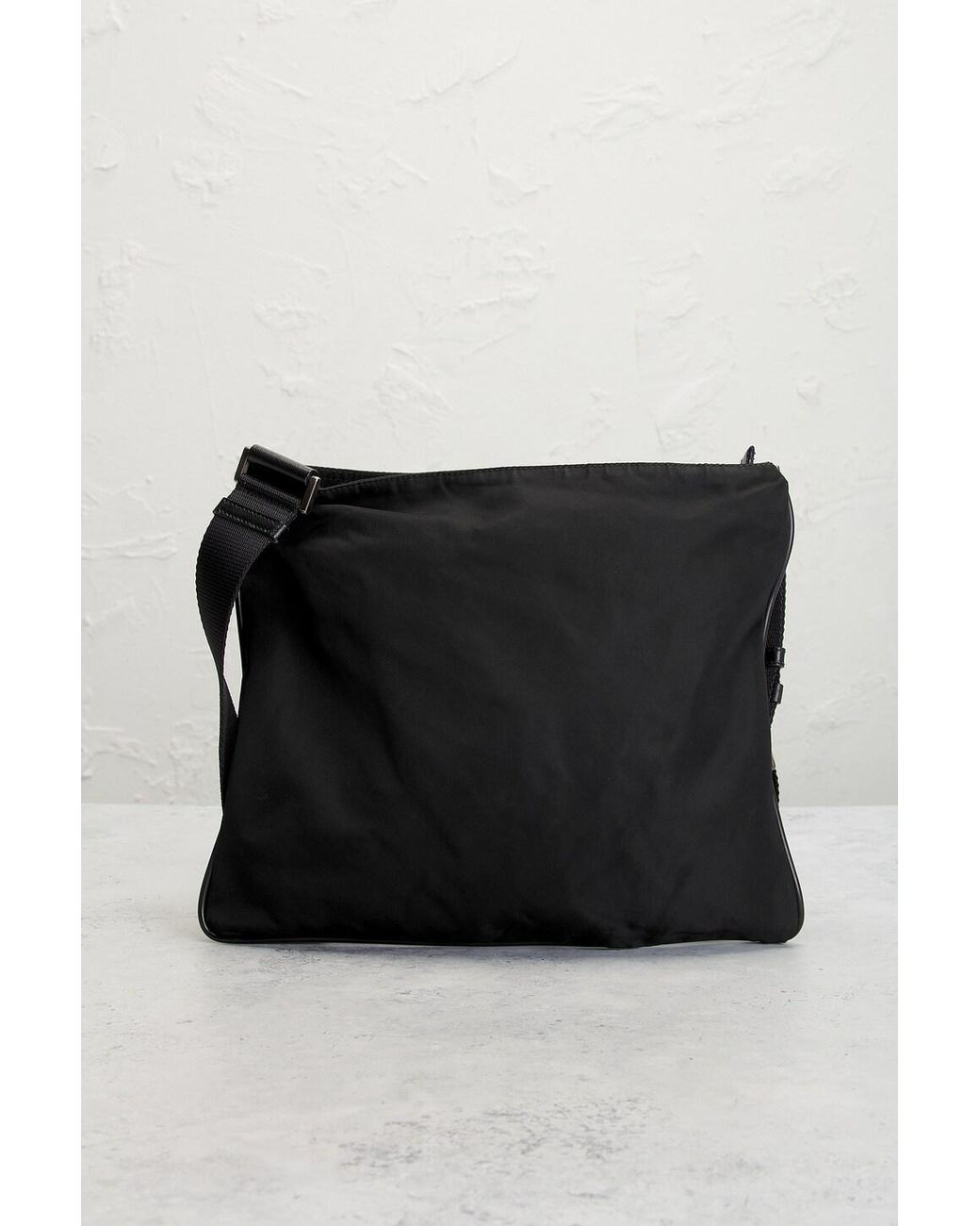 Prada Black Tessuto Flat Messenger Bag
