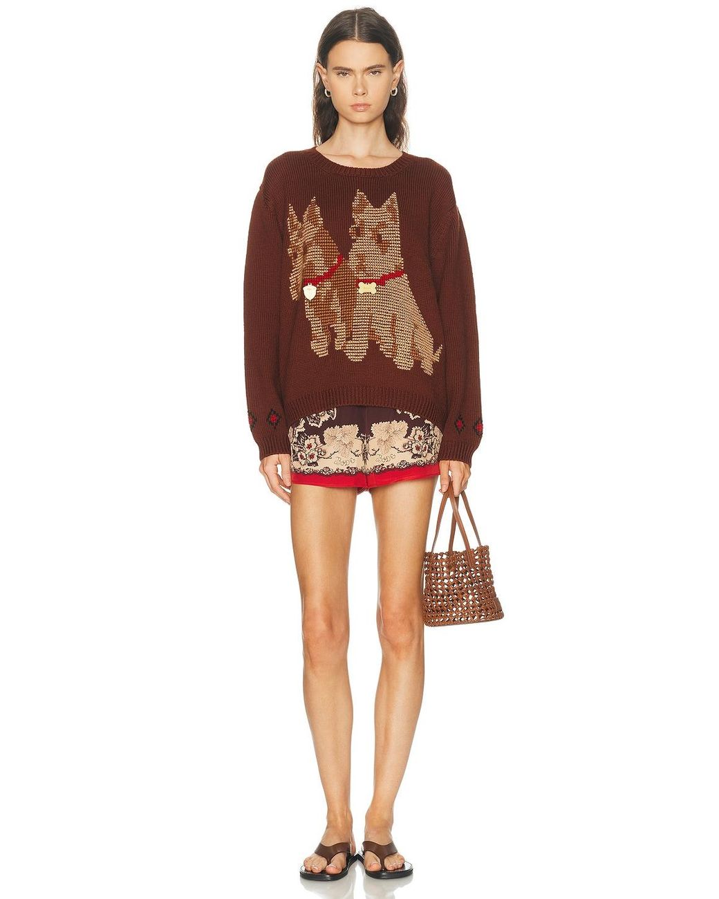 Bode Brown Scottie Sweater