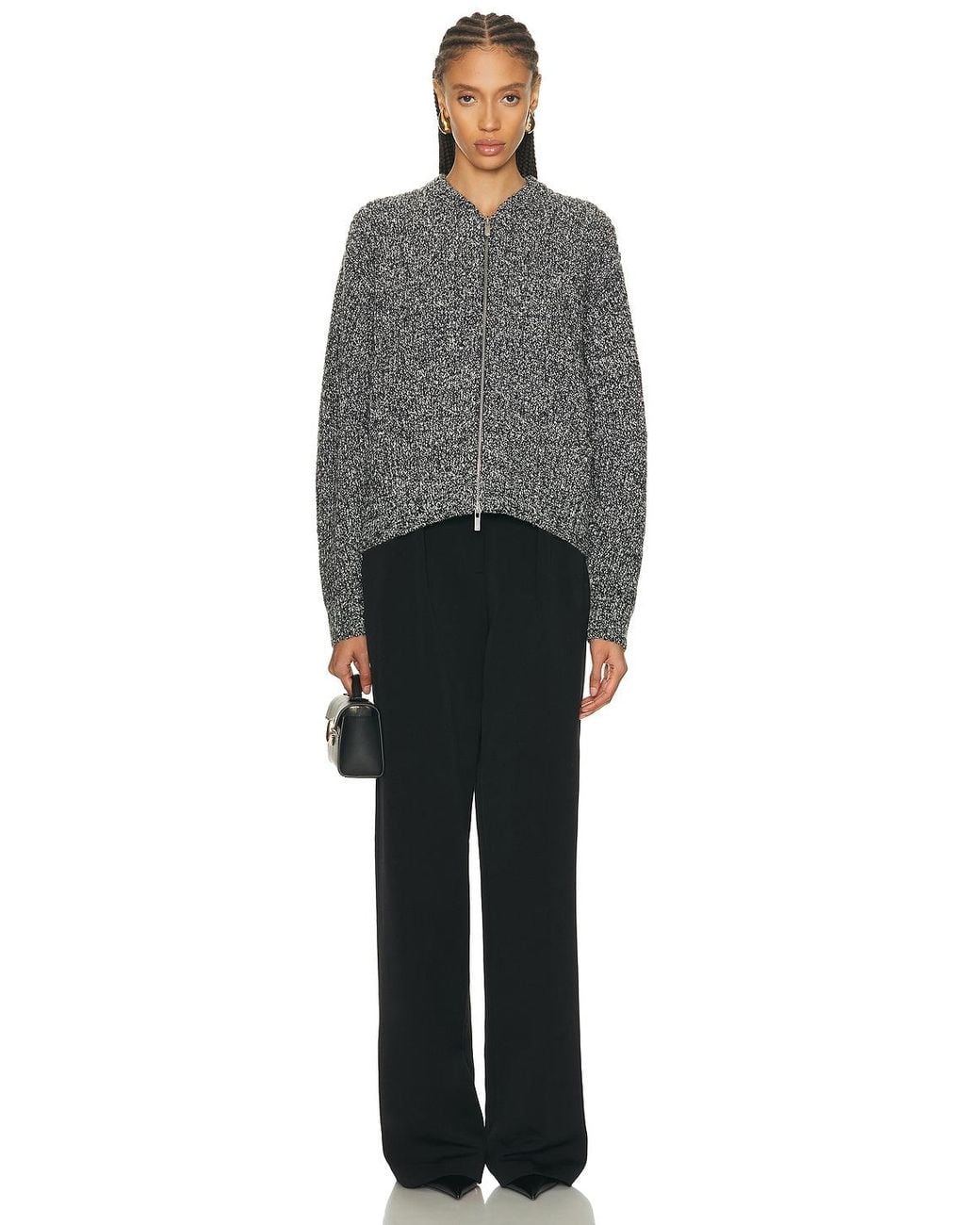 Helmut Lang Gray Marled Zip Up Sweater