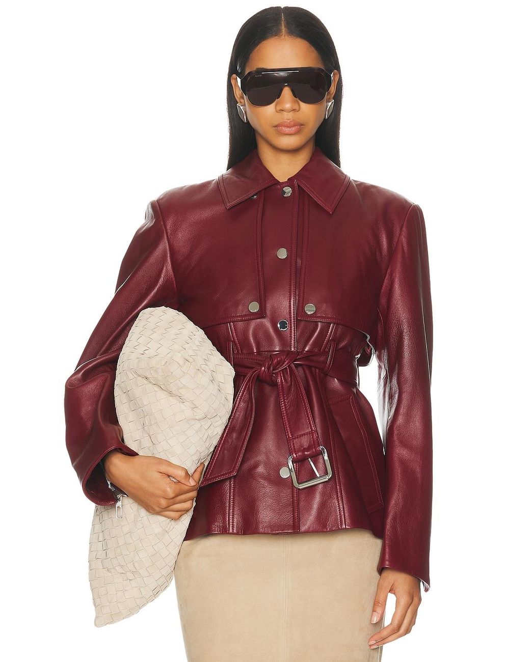Sportmax Red Tenzone Leather Jacket