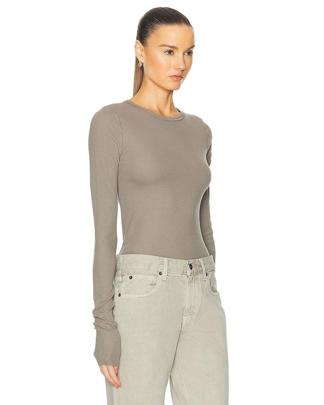 ÉTERNE Natural Long Sleeve Fitted Top