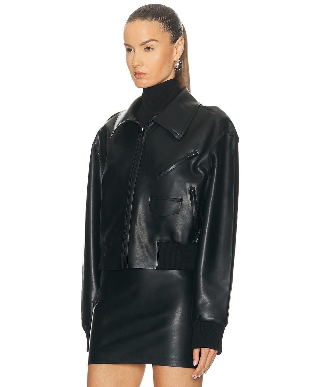 Norma Kamali Black Zip Front Classic Cropped Jacket
