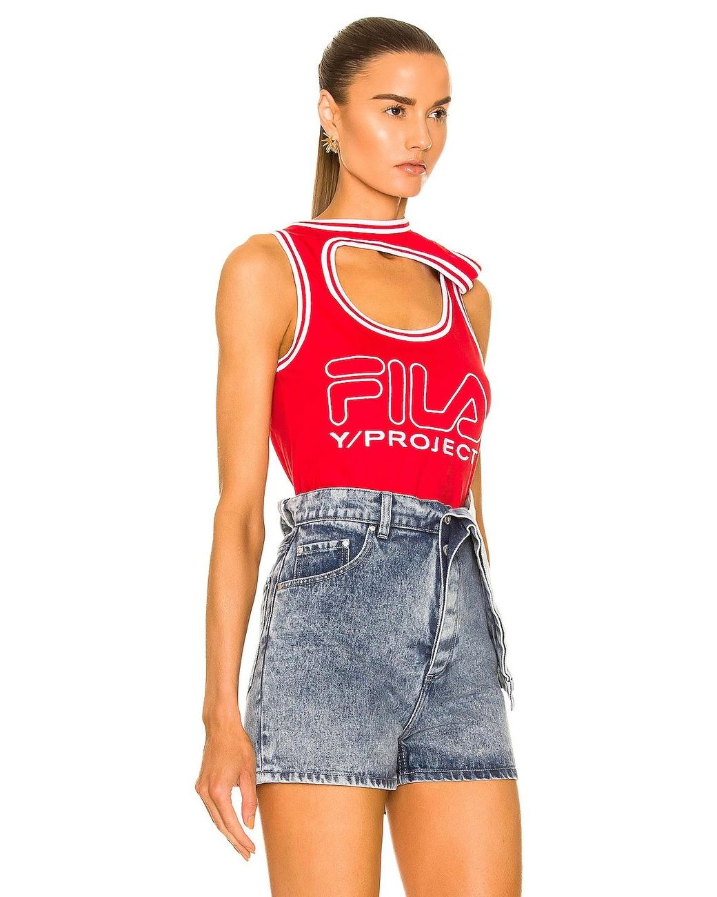 Y. Project Cotton X Fila Three Collar Tank Top in Red | Lyst