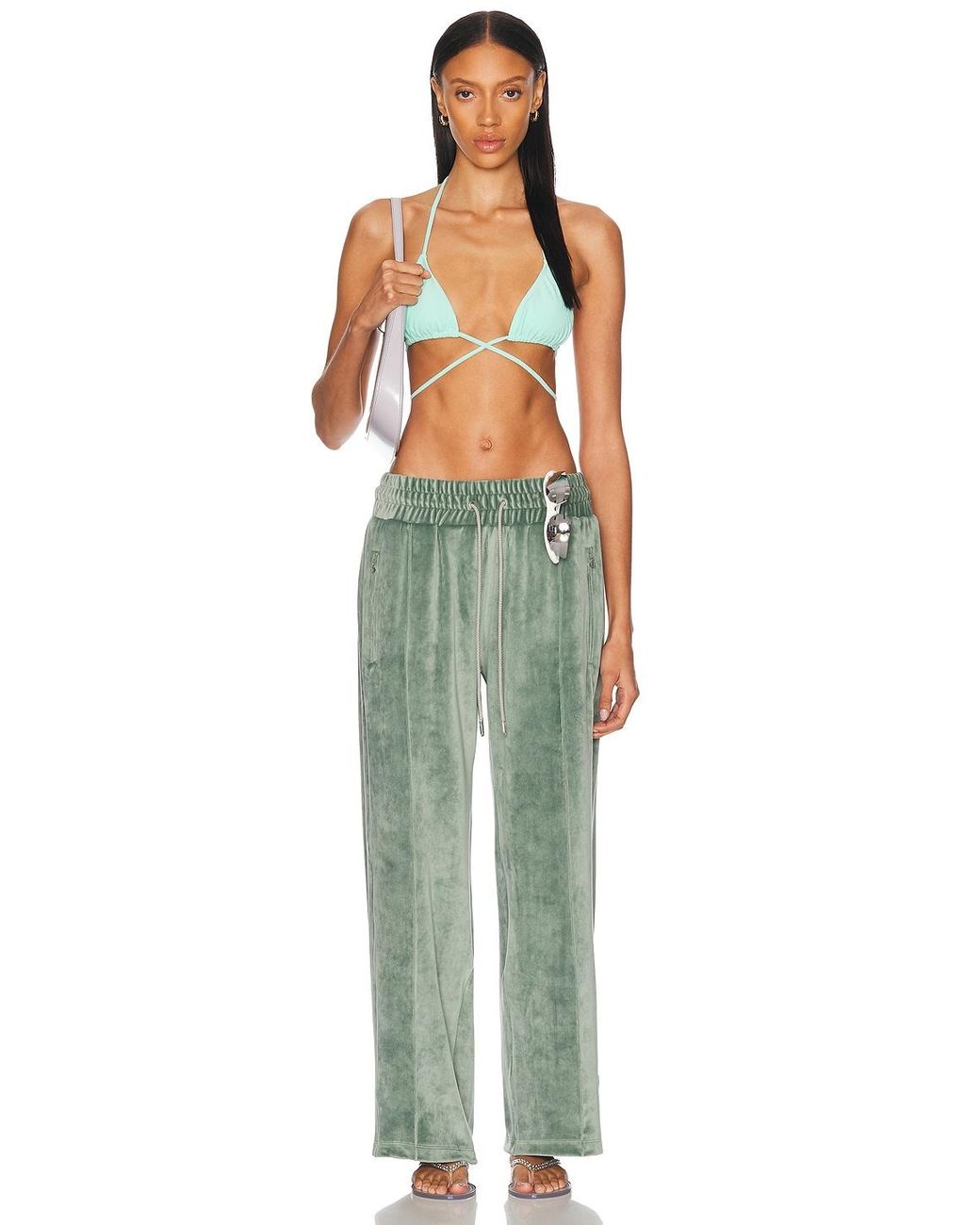 Priscavera Green Velour Track Pant