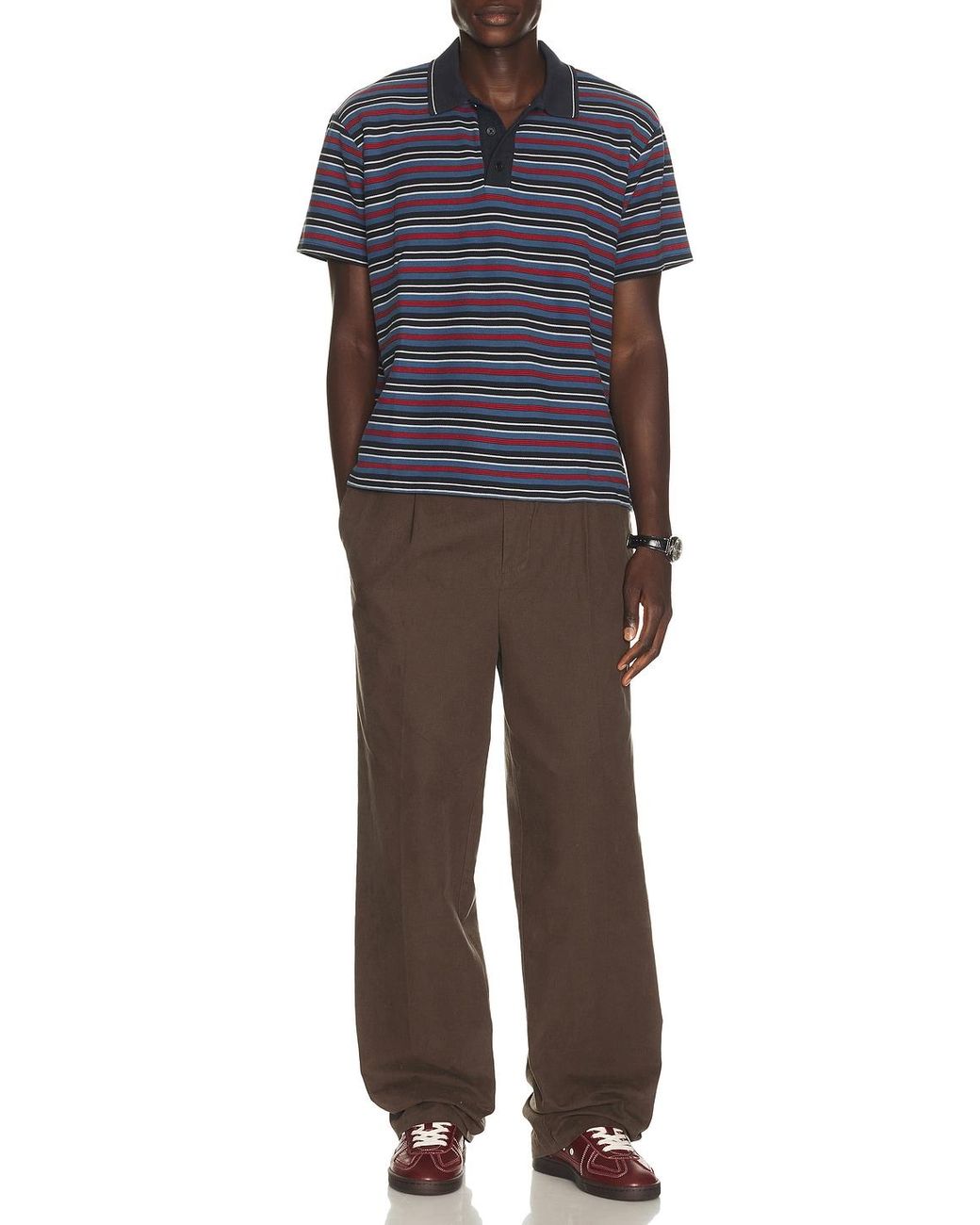 Rag & Bone Blue Stripe Pique Polo for men