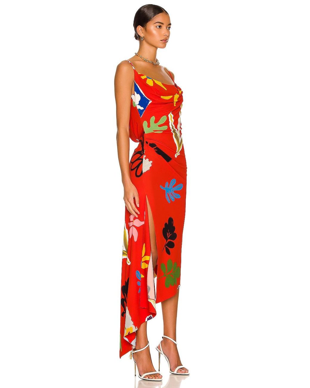 Monse Asymmetrical Floral Slit Dress in Red | Lyst