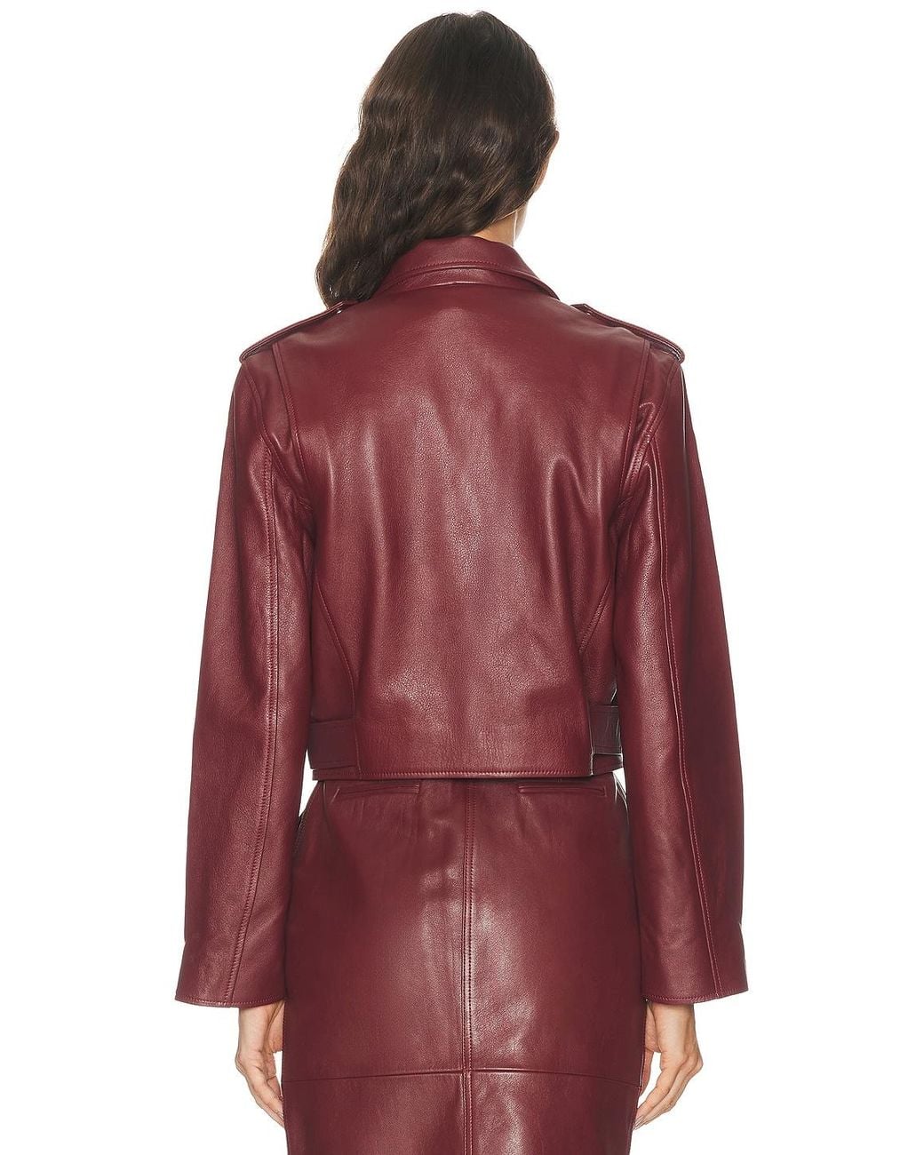 Alex Perry Cropped Biker Jacket in Red | Lyst