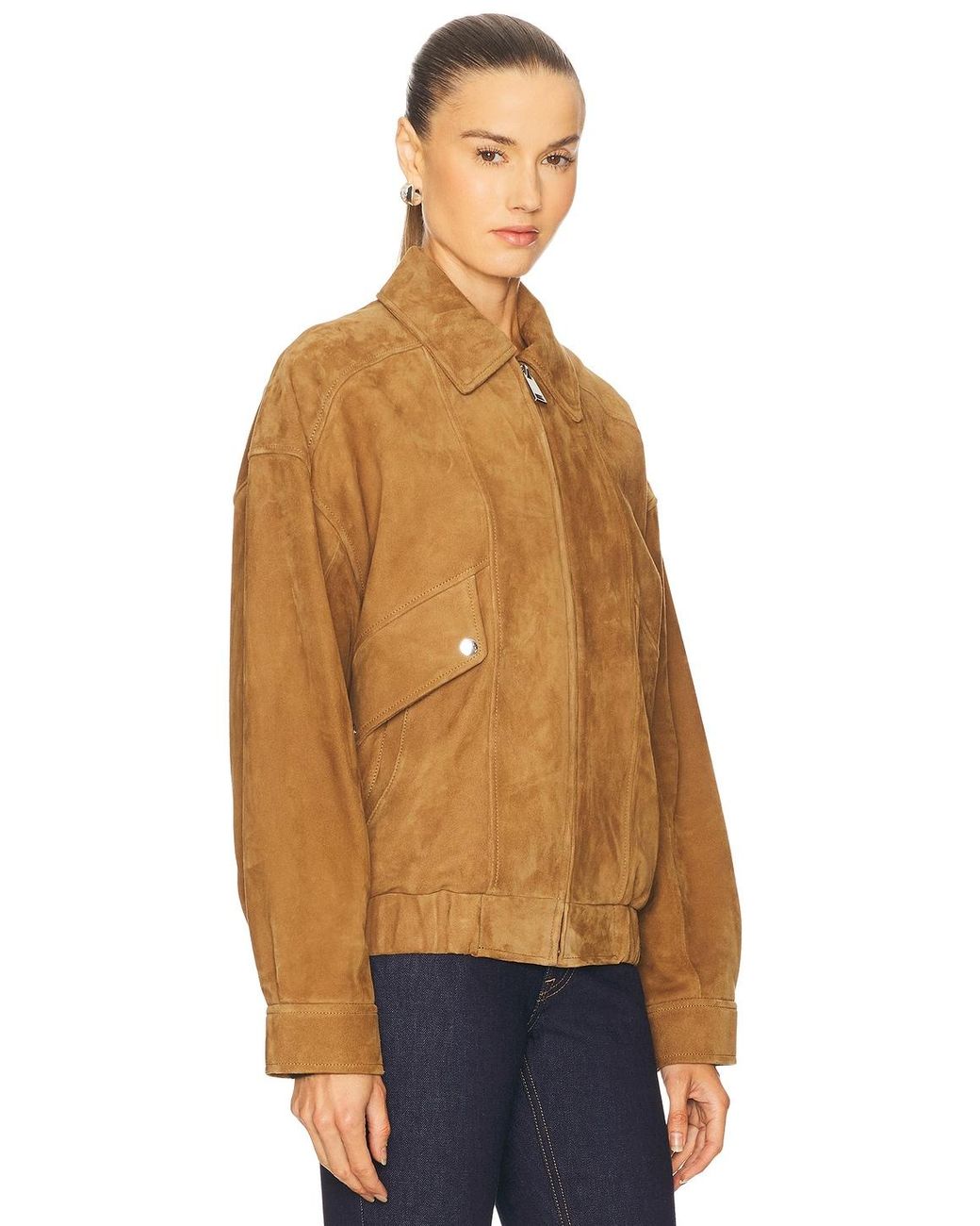 GRLFRND Blue Wren Suede Bomber
