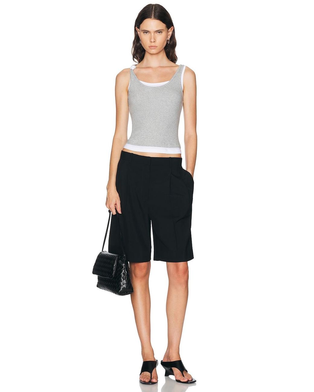 Mimchik White Double Layer Knotted Tank Top