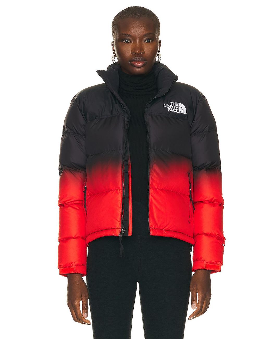 Black north face jacket with red logo hot sale
