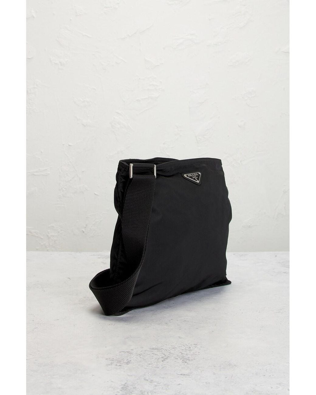 Prada Black Tessuto Mini Flat Messenger Bag