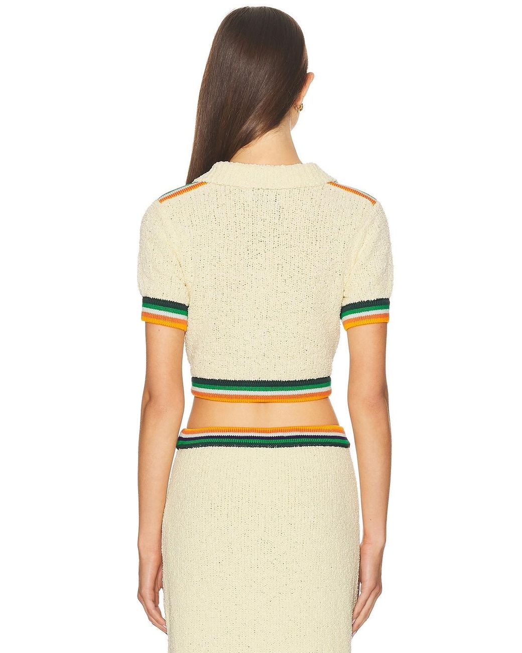 Christopher John Rogers Yellow Cropped Polo Top