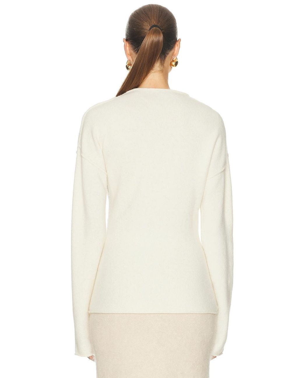 Helmut Lang White Slouchy Crew Top