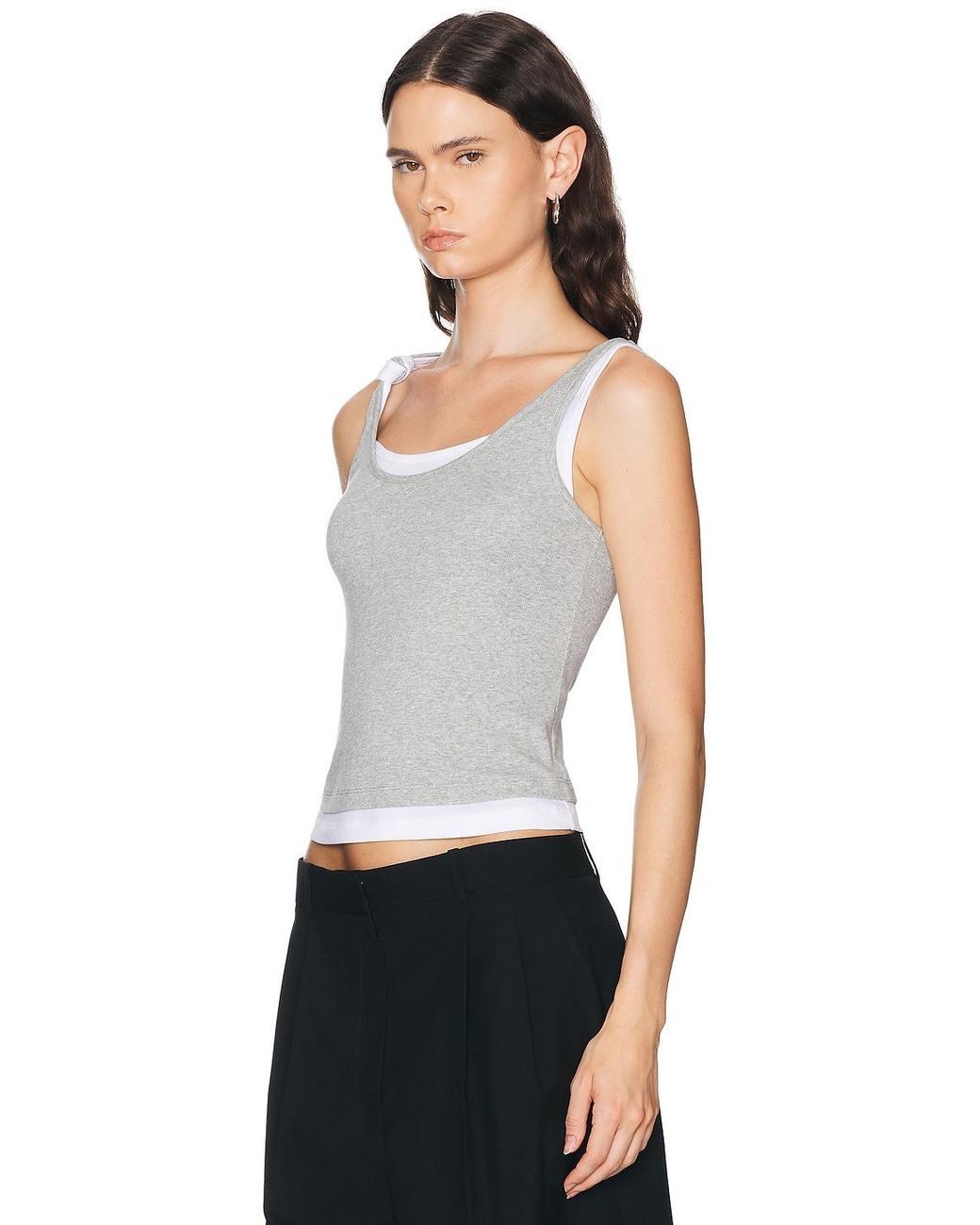 Mimchik White Double Layer Knotted Tank Top
