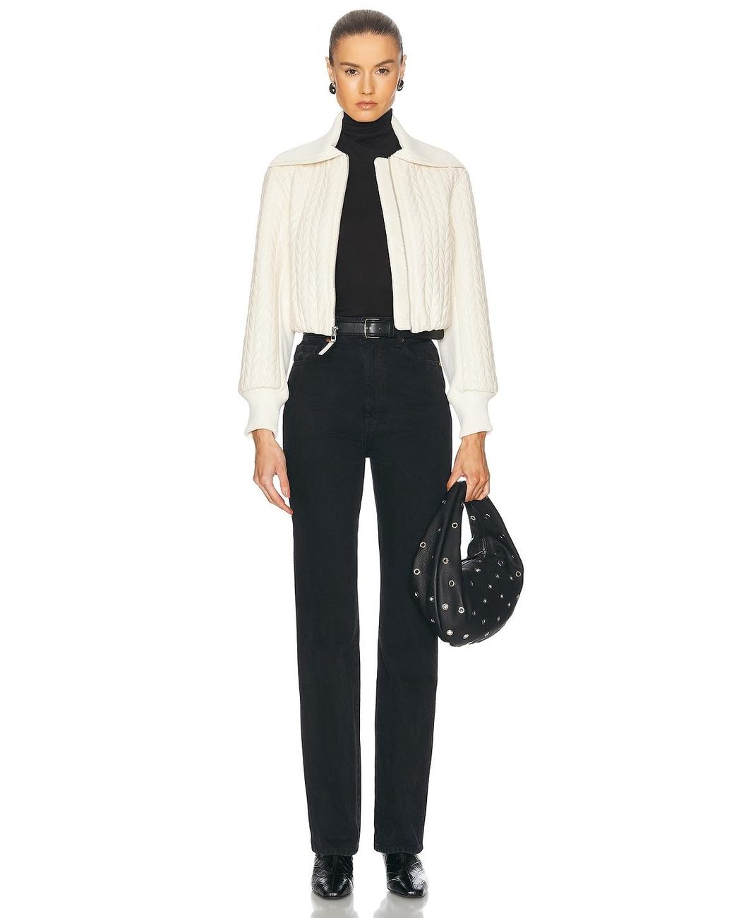 Jonathan Simkhai White Palmer Quilted Cropped Jacket
