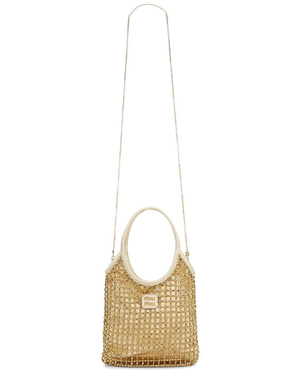 Miu Miu Ivy Rete Beads Bag in Metallic | Lyst